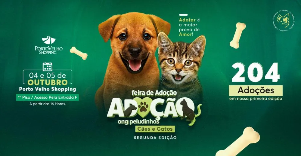 Feira de Adoção da ONG Peludinhos retorna ao Porto Velho Shopping com segunda edição