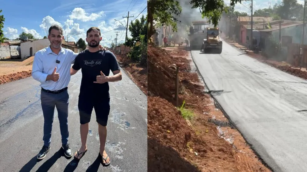 Asfalto chega às ruas do bairro Novo Horizonte após pedido do Vereador Nilton Souza