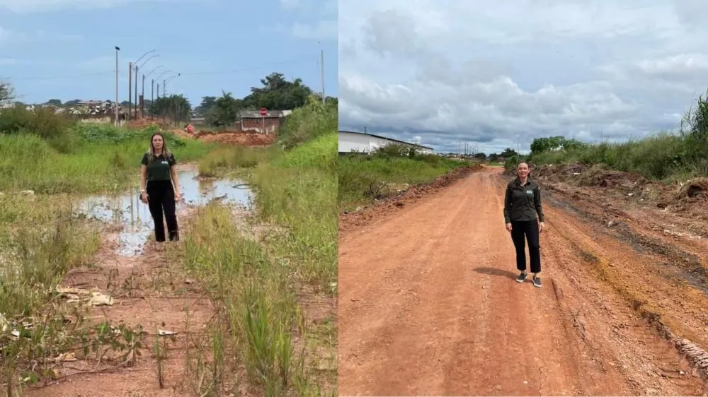 Após fiscalização, Sofia Andrade cobra e prefeitura inicia melhorias em rua e área de lazer na Zona Leste de Porto Velho