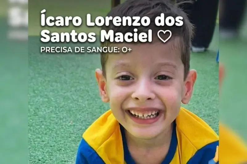 Família faz apelo por doadores de sangue para criança internada em Porto Velho antes de cirurgia