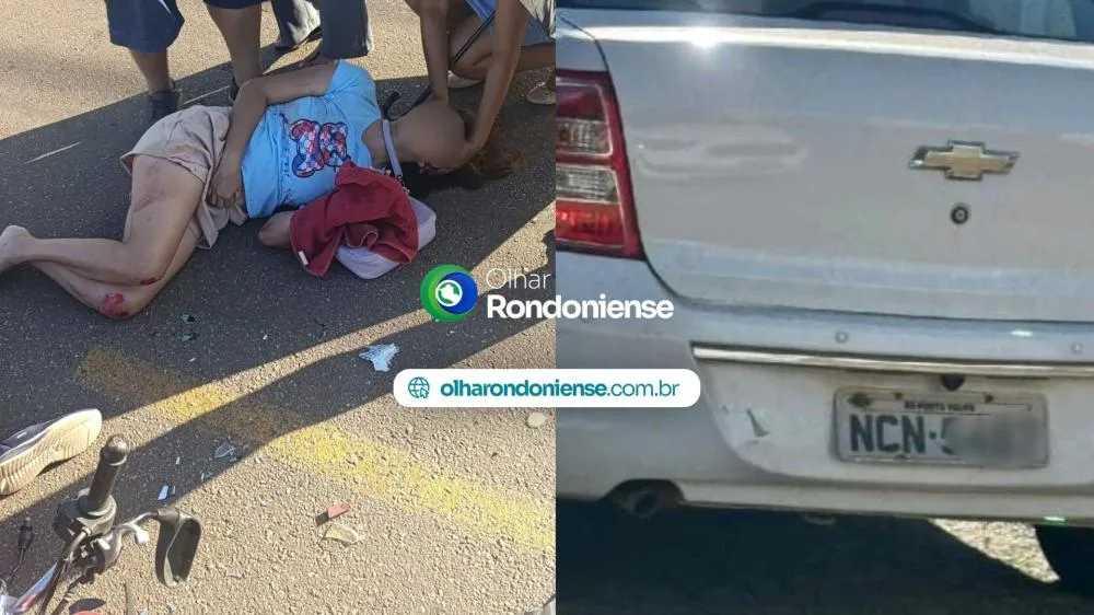 MOTORISTA FUGIU: Motociclista fica ferida após acidente provocado por motorista que fugiu sem prestar socorro em Porto Velho