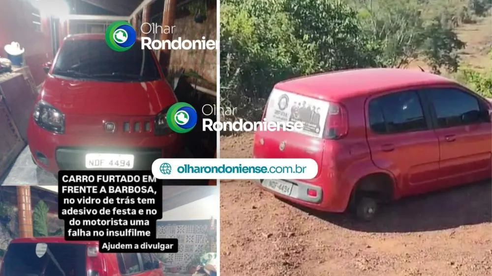 Carro furtado em frente a loja de materiais Barbosa é encontrado depenado na Areia Branca