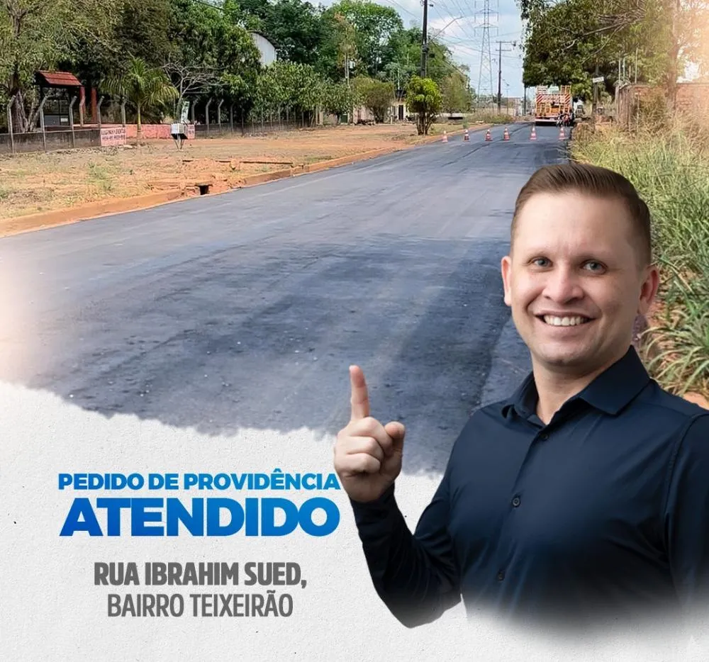 Rua Ibrahim Sued, no bairro Teixeirão, recebe recuperação asfáltica após solicitação do vereador Pastor Bruno